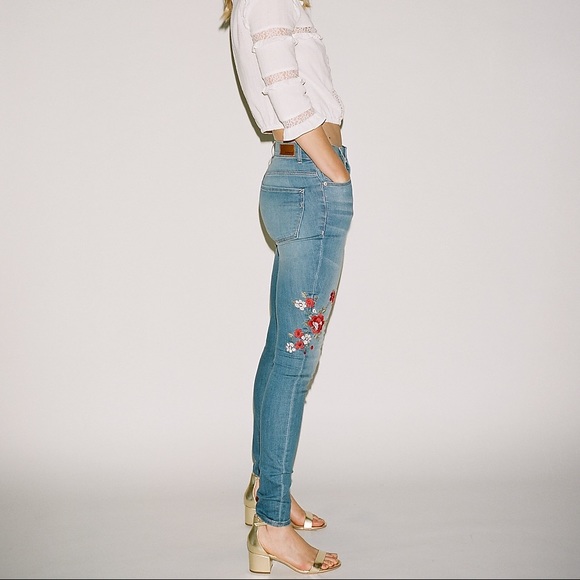 Express Denim - Express High Waisted Embroidered Ankle Jeans